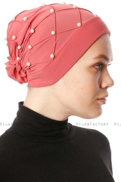 Yaren - Donker Roze Crepe Chiffon Turban - Sehr-i Sal