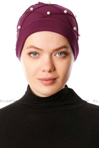 Yaren - Pruim Crepe Chiffon Turban - Sehr-i Sal