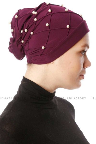 Yaren - Pruim Crepe Chiffon Turban - Sehr-i Sal