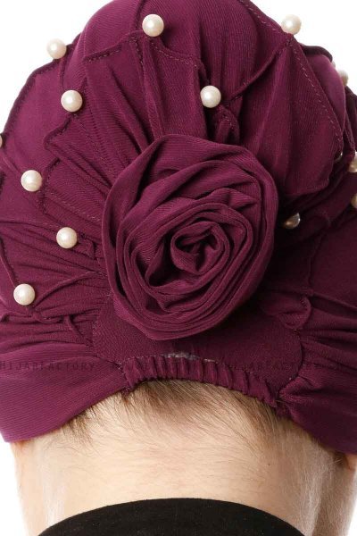 Yaren - Pruim Crepe Chiffon Turban - Sehr-i Sal