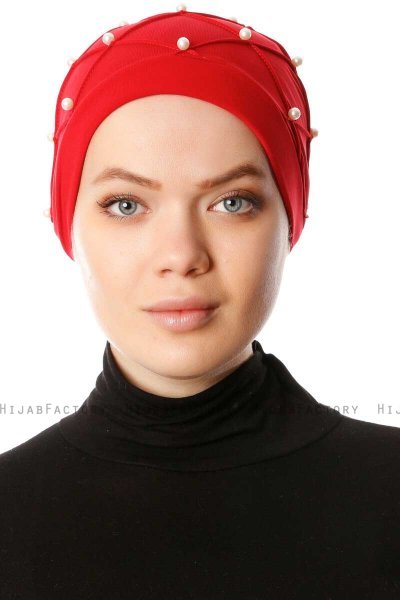 Yaren - Rood Crepe Chiffon Turban - Sehr-i Sal