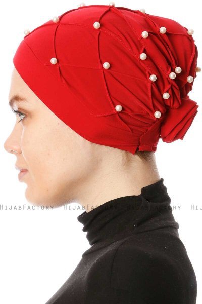 Yaren - Rood Crepe Chiffon Turban - Sehr-i Sal