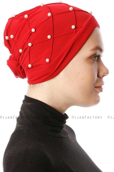 Yaren - Rood Crepe Chiffon Turban - Sehr-i Sal