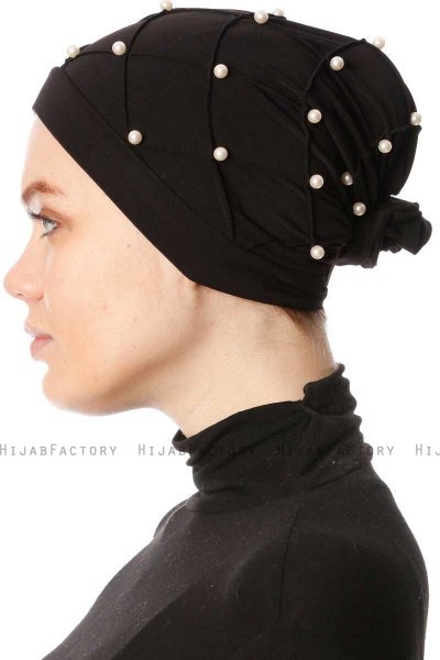 Yaren - Zwart Crepe Chiffon Turban - Sehr-i Sal
