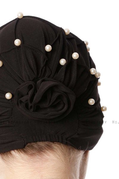 Yaren - Zwart Crepe Chiffon Turban - Sehr-i Sal