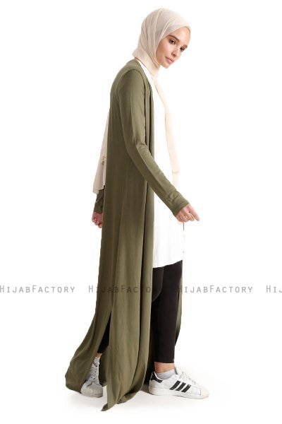 Yasmin - Khaki Lange Cardigan