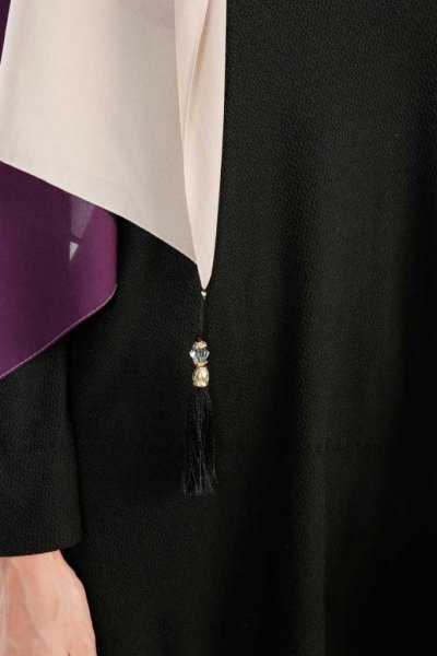 Yelda Lila & Beige Chiffon Hijab Sjal Madame Polo 130038-5