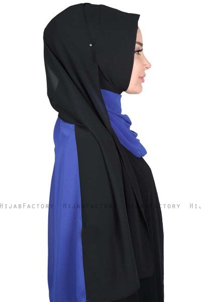 Ylva - Blauw & Zwart Praktisch Chiffon Hijab