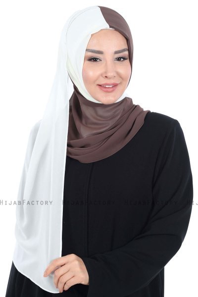 Ylva - Bruin & Creme Praktisch Chiffon Hijab