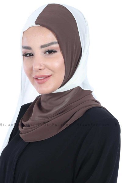 Ylva - Bruin & Creme Praktisch Chiffon Hijab