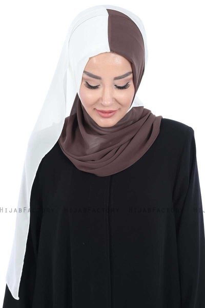 Ylva - Bruin & Creme Praktisch Chiffon Hijab