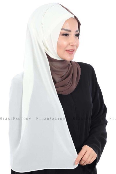 Ylva - Bruin & Creme Praktisch Chiffon Hijab