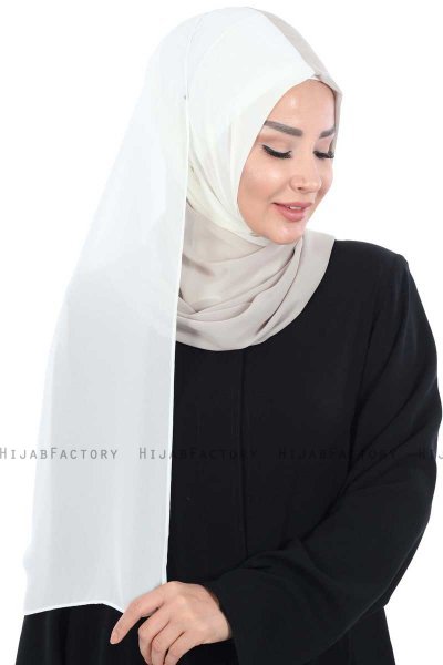 Ylva - Creme & Taupe Praktisch Chiffon Hijab