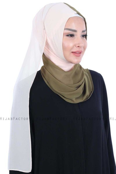Ylva - Khaki & Beige Praktisch Chiffon Hijab