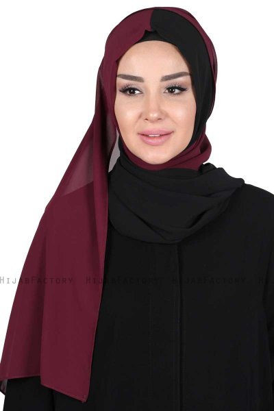 Ylva - Pruim & Zwart Praktisch Chiffon Hijab