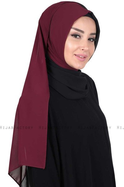 Ylva - Pruim & Zwart Praktisch Chiffon Hijab