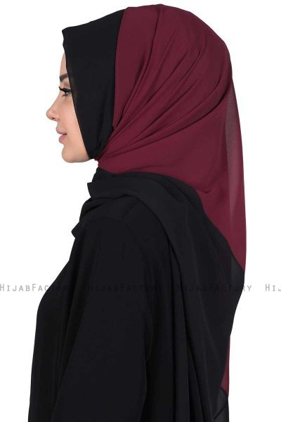 Ylva - Pruim & Zwart Praktisch Chiffon Hijab