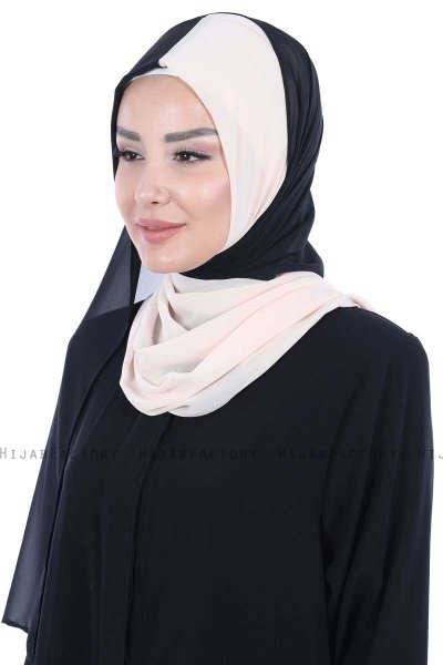 Ylva - Zwart & Beige Praktisch Chiffon Hijab