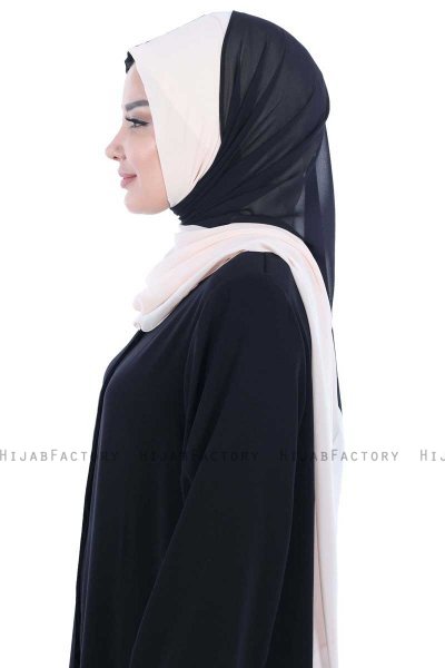 Ylva - Zwart & Beige Praktisch Chiffon Hijab