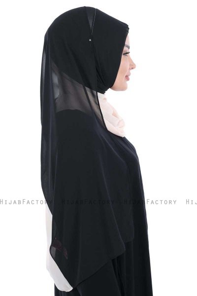 Ylva - Zwart & Beige Praktisch Chiffon Hijab