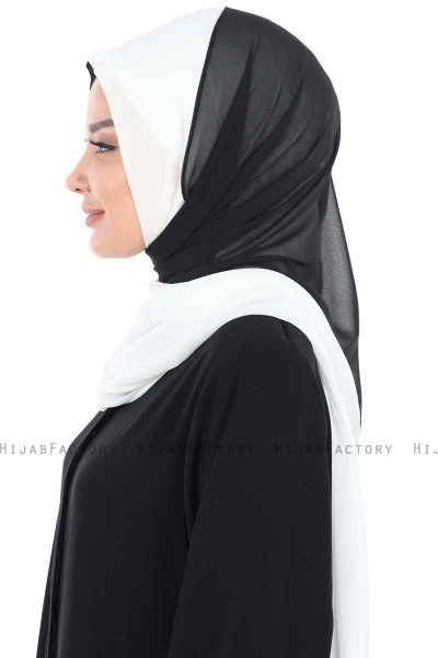 Ylva - Wit & Zwart Praktisch Chiffon Hijab