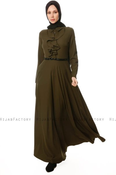 Yussra - Khaki Jurk - Burun