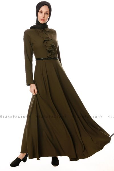 Yussra - Khaki Jurk - Burun