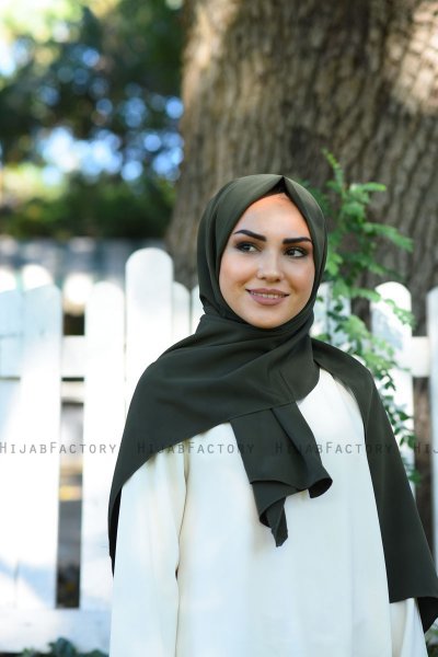 Zahra - Donker Khaki Crêpe Hijab - Mirach