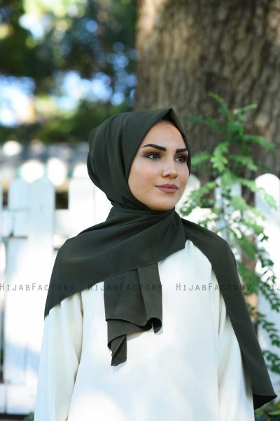 Zahra - Donker Khaki Crêpe Hijab - Mirach