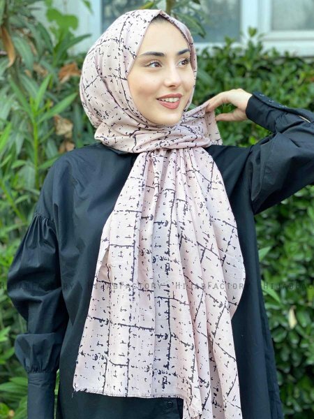 Zakiyah - Katoenen Hijab In Beige Patroon