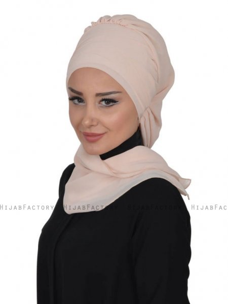 Zoe Beige Chiffon Turban Ayse Turban 322804b